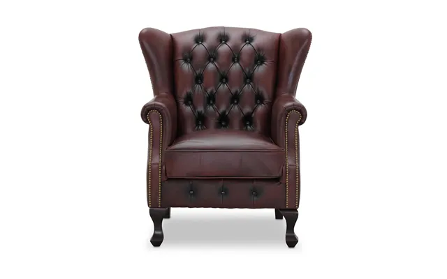 Haga Aberdeen Chesterfield Lænestol - Oxblood Læder Og Træ