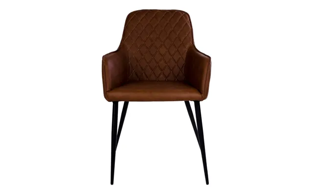 House Nordic Harbo Spisebordsstol - Vintage Brunt Kunstlæder Og Sorte Stålben, M