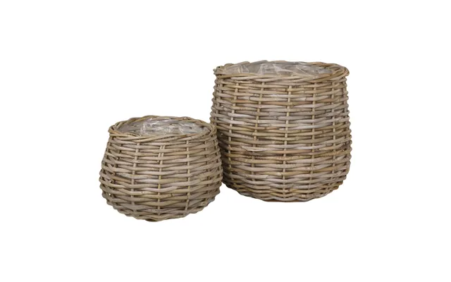 House Nordic Pulo Kurv, Rund - Natur Kubu Rattan Sæt Af 2
