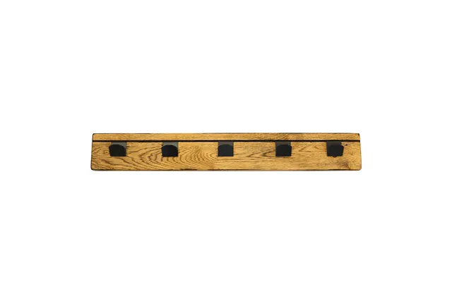 House Of Sander Knagerække, M. 5 Knager - Vintage Eg Og Sort Metal 72x10