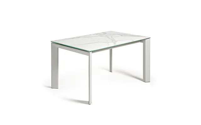 Kave Home Axis Spisebord, M. Butterflybordplade - Hvid Kalos Porcelæn Og Grå Stål 140 200 product image
