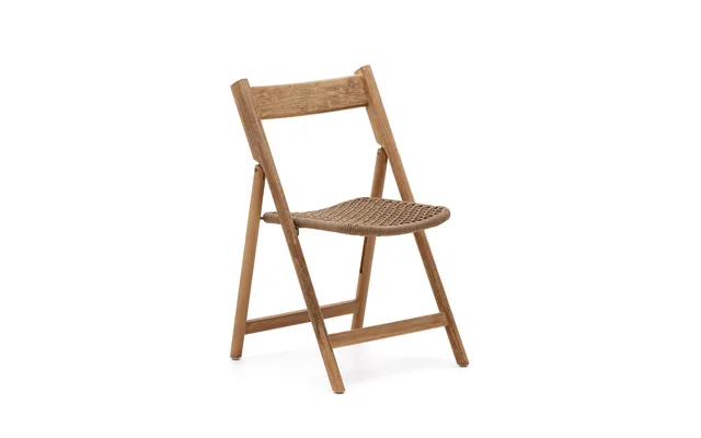 Kave Home Dandara Havestol, Foldbar - Beige Snor, Akacietræ Og Stålkonstruktion