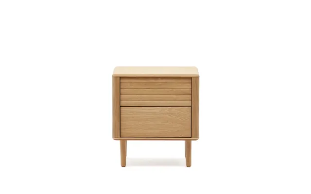 Kave Home Lenon Sengebord, M. 2 Skuffer - Natur Egefinér Og Egetræ 50x55