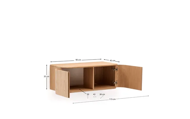 Kave Home Salaya Badeværelsesskab, Med 2 Soft Close Låger - Natur Askelamineret Krydsfiner 90x45