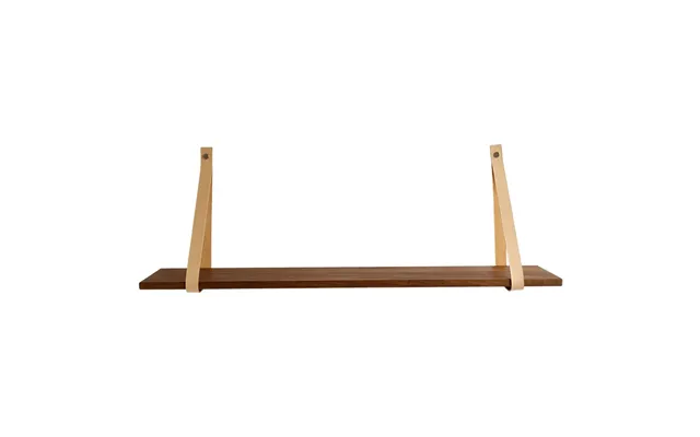Nocnoi Harre Vig Væghylde - Massiv Valnød Træ Og Natur Læder 75x20 Cm