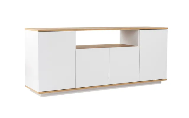 Nordvärk Arista Skænk, M. 4 Låger, 2 Hylder - Hvid Og Cadiz Oak Melamin 180x44,5