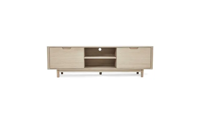 Nyborg Tv-bord, M. 2 Låger Og 3 Hylder - Hvidolieret Egetræsfinér, Egetræ Og Træ 180x45