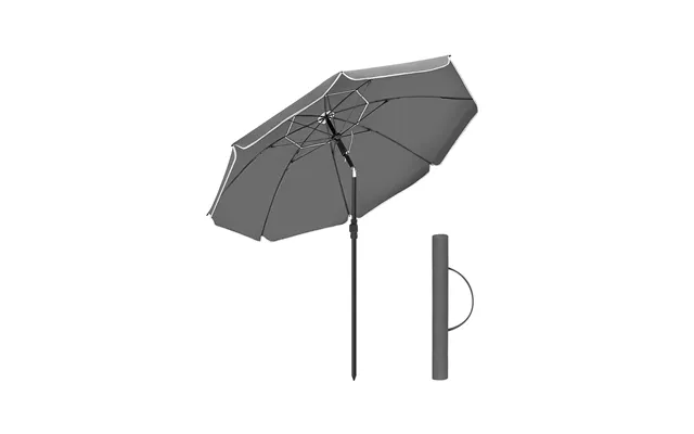 Songmics Gpu060g01 Strandparasol, M. Upf 50 , Solbeskyttelse, Vippemekanisme, Bæretaske, Bærbar, Ottekantet - Grå Polyes