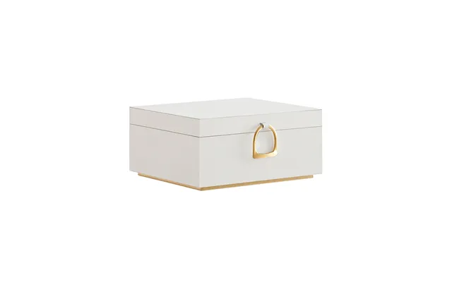Songmics Jbc165w01 Smykkeskrin, 2-lag, M. Håndtag, Udtagelig Smykkebakke, - Fløjl, Guld Metal Og Hvid Mdf