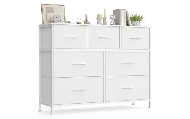 Songmics Lgs323wh01 Bellah Kommode, M. 7 Skuffer - Hvid Snehvid Mdf Spånplade Stål