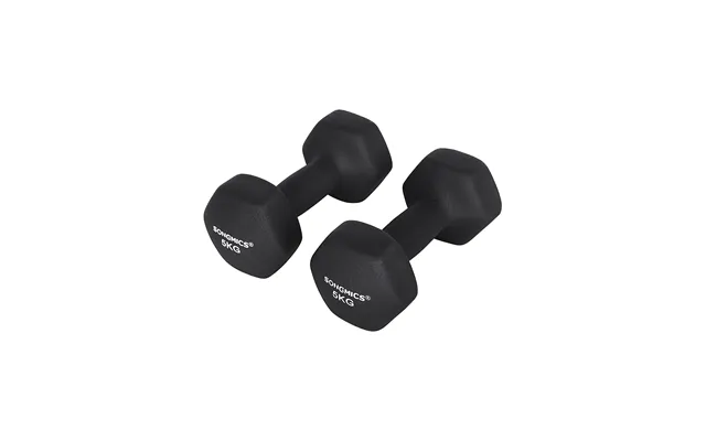 Songmics Syl60bk Håndvægt, Sekskantet - Mat Sort Neopren 2x5kg Sæt Med 2