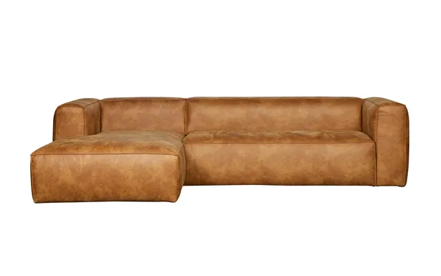 Woood Bean Hjørnesofa, Venstre - Cognac Læderfiber Polyester