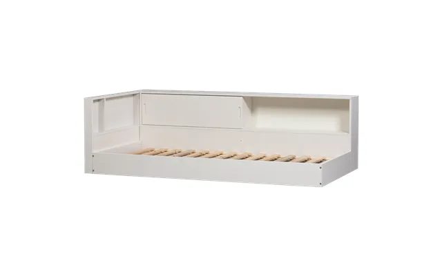 Woood Carter Hjørne Juniorseng, M. Opbevaring, Uden Lameller - Hvid Fyrretræ 90x200
