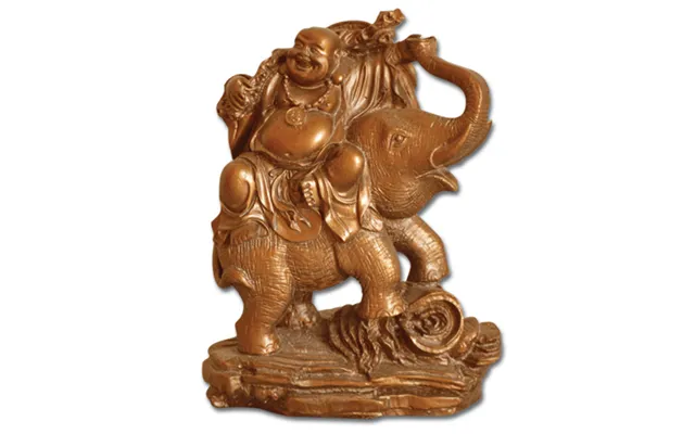 Happy Buddha På Elefant Figur