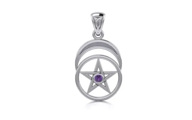 Vedhæng Med Pentagram Og Ametyst - 26mm