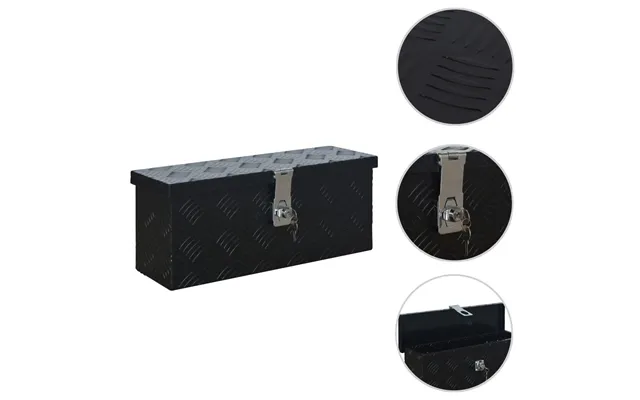 Aluminiumskasse 485 × 140 × 200 Mm - Sort Låsbar Værktøjskasse