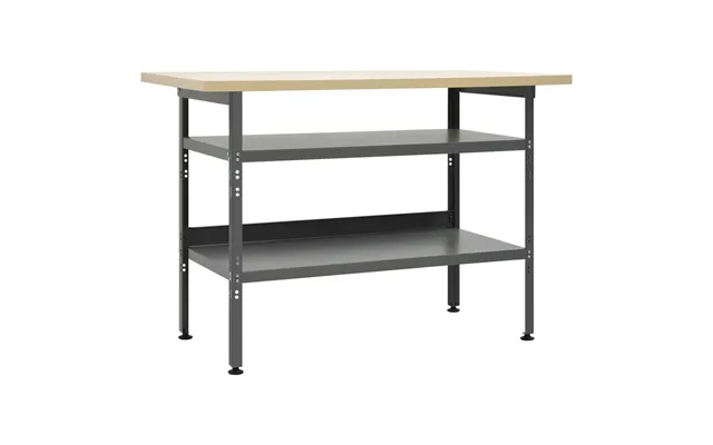 Arbejdsbord 120×60×85 Cm - Stål Med Trælook Bordplade, Grå