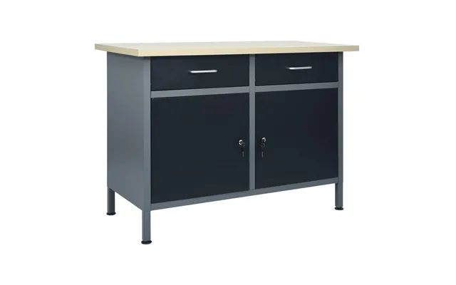 Arbejdsbord Arbejdsbænk 120×60×85 Cm - Stål, Sort Grå Med Skuffer Og Skabe