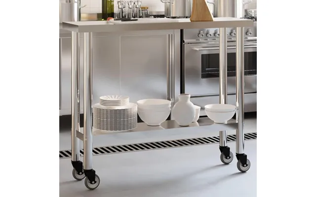 Arbejdsbord Med Hjul Til Køkken 110×30×85 Cm - Rustfrit Stål