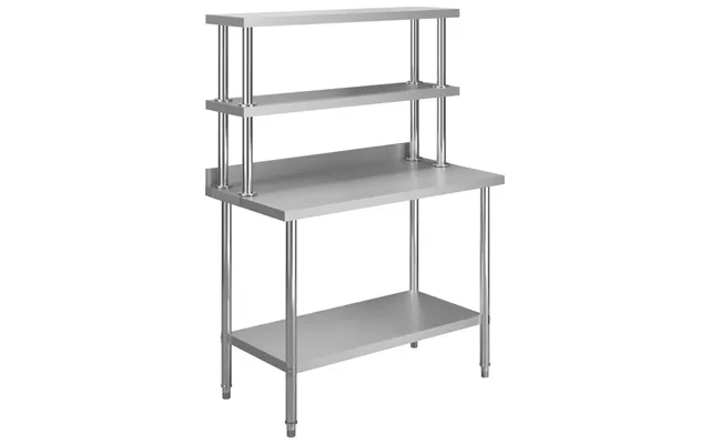 Arbejdsbord Til Køkken Med Tophylde 120×60×150 Cm - Rustfrit Stål