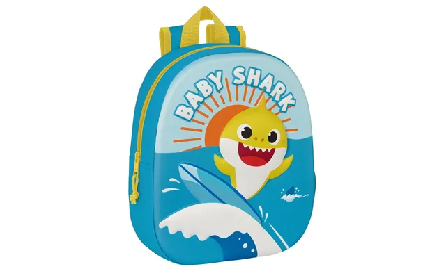 Baby Shark Skoletaske 3d - Blå 27 × 33 × 10 Cm