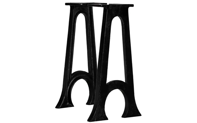 Bænkeben I Støbejern - 2 Stk. A-stel Med Buet Base, Sort 25 × 41 Cm