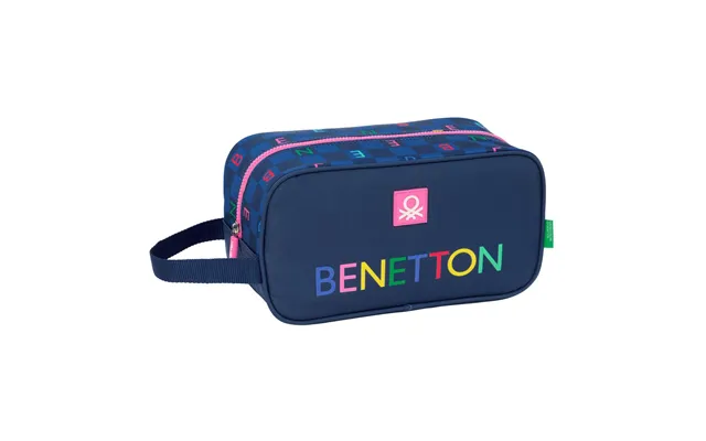 Benetton Damero Rejseskotaske - Marineblå 29 × 15 × 14 Cm