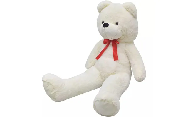 Blød Plysbamse 85 Cm - Hvid Tøjbjørn Med Sløjfe