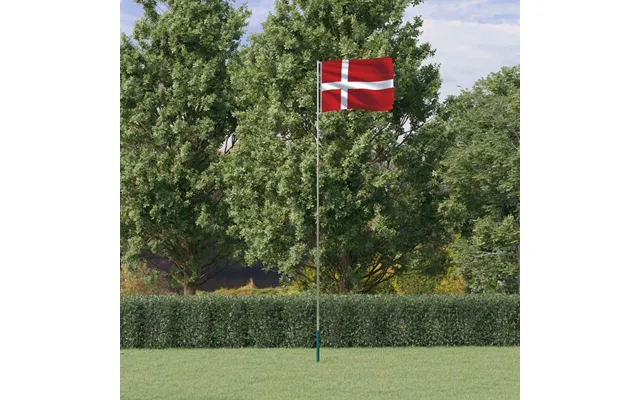 Danmark Flag Med Teleskopisk Flagstang I Aluminium - 5,5 M