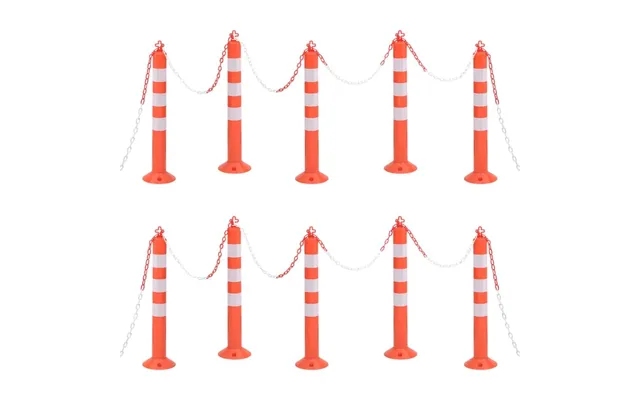 Danpæle 10 Stk. Med Kæde - 75 Cm Trafikafspærring