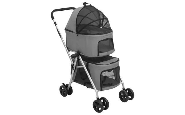 Dobbelt Hundeklapvogn - Foldbar 83 × 48 × 97 Cm I Oxfordstof, Grå