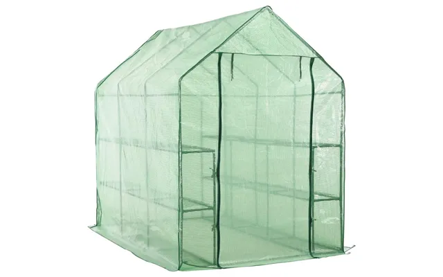 Drivhus Med 12 Hylder 143 × 214 × 196 Cm - Stål, Grøn