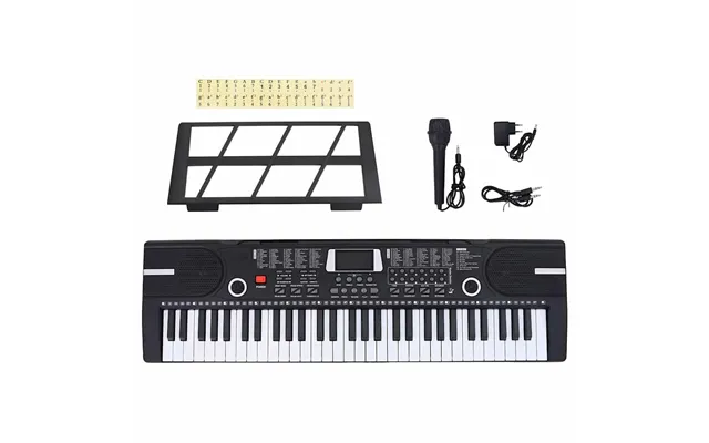 Elektrisk Keyboard Med 61 Tangenter - Mikrofon Og Nodestativ Til Børn