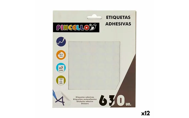 Etiketter Selvklæbende - Hvid, Ø 13 Mm 12 Pk