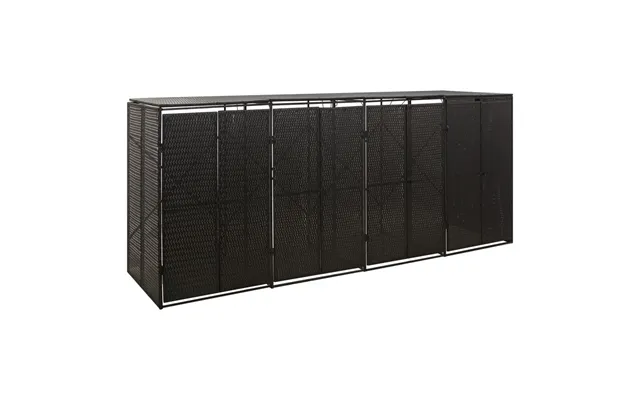 Firdobbelt Skraldespandsskjuler I Polyrattan - 274 × 80 × 117 Cm, Sort