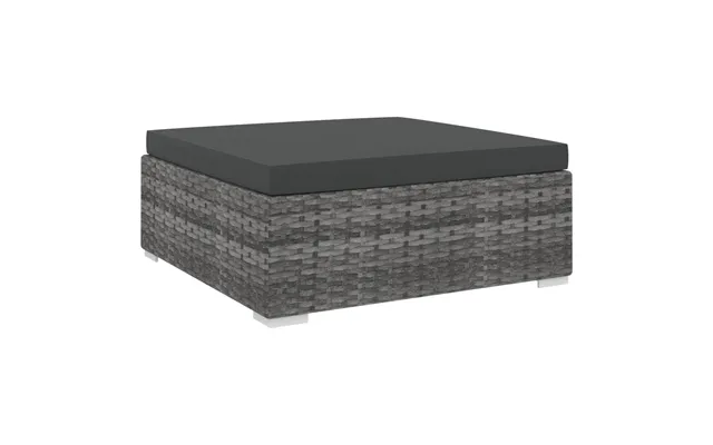 Fodskammel Med Hynde I Polyrattan - Grå, Modul 70 × 70 Cm
