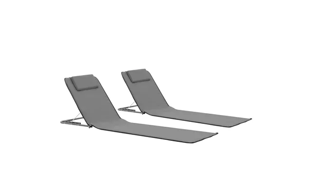 Foldbare Strandmåtter Med Ryglæn - 2 Stk., Grå