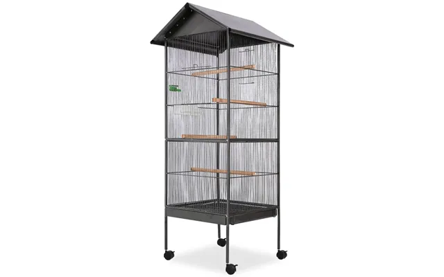 Fuglebur Med Tag - Sort Stål, 66 × 66 × 155 Cm