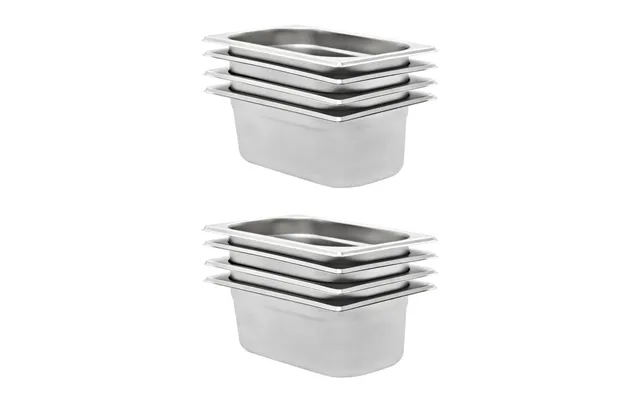 Gastronorm Beholdere - 8 Stk. Gn 1 4, 100 Mm, Rustfrit Stål