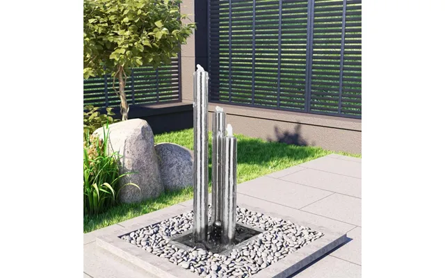 Havespringvand I Rustfrit Stål, Sølv - 48×34×88 Cm Med Led Og Pumpe