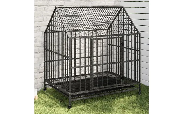 Hundebur Med Hjul - Galvaniseret Stål, Sort, 100 × 77 × 115 Cm