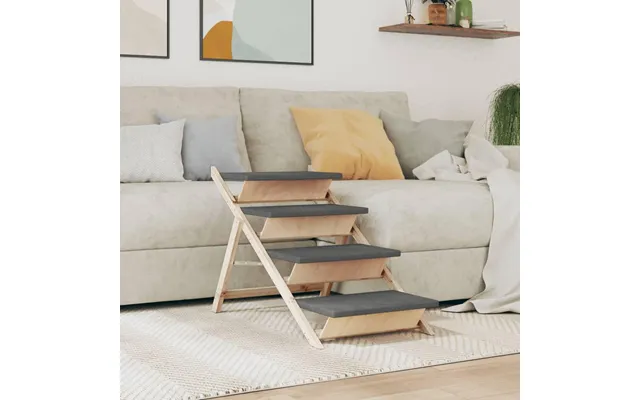Hundetrappe I Massivt Fyrretræ 105×47 Cm - Grå, Sammenklappelig