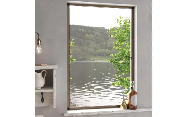 Insektnet Til Vinduer 90 × 120 Cm - Brun Aluminiumsramme