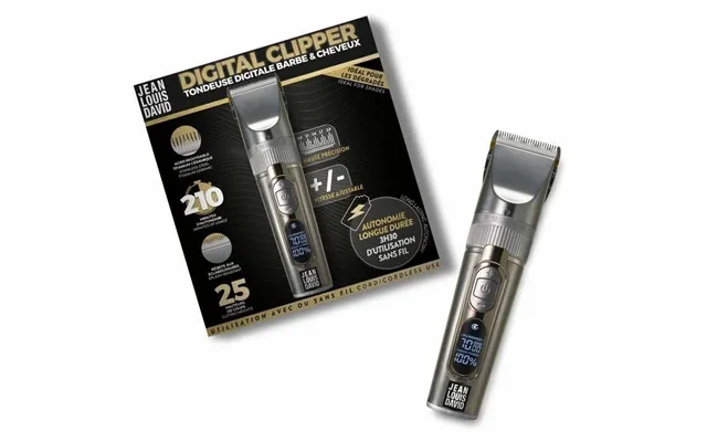 Jean Louis David Digital Clipper - Genopladelig Hår- Og Skægtrimmer Med Digital Skærm