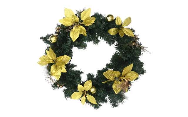 Julekrans Med Led-lys 60 Cm - Pvc Grøn Guld