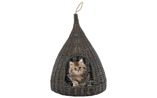 Kattehus Tipi I Naturpil Med Hynde - 40 × 60 Cm, Grå