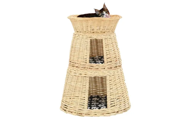 Kattekurve Med Hynder - 3 Niveauer 47 × 34 × 60 Cm I Naturligt Piletræ