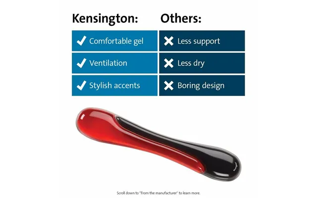 Kensington Skridsikker Gel-musemåtte 62398 - Sort Rød, 24 Cm
