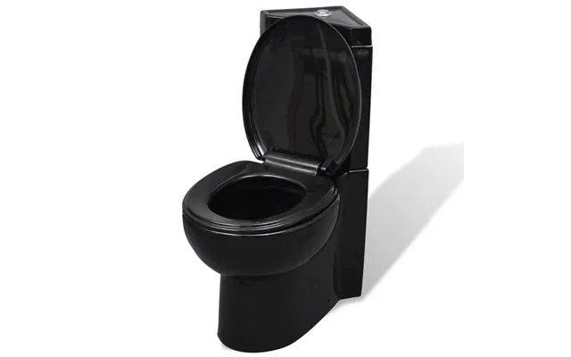 Keramisk Hjørnetoilet - Sort, Soft-close Og Dobbelt Skyl