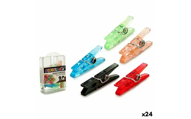 Klemmer - Multifarvede Plastik, 24 Enheder